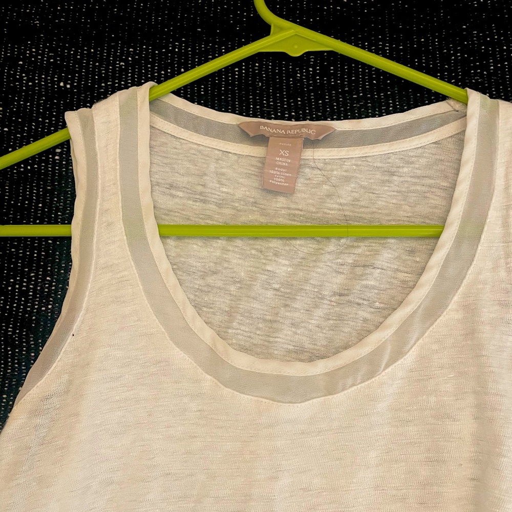 White tank with sheer neckline